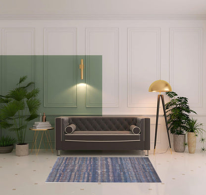 4' X 6' Blue Purple And Brown Floral Power Loom Area Rug