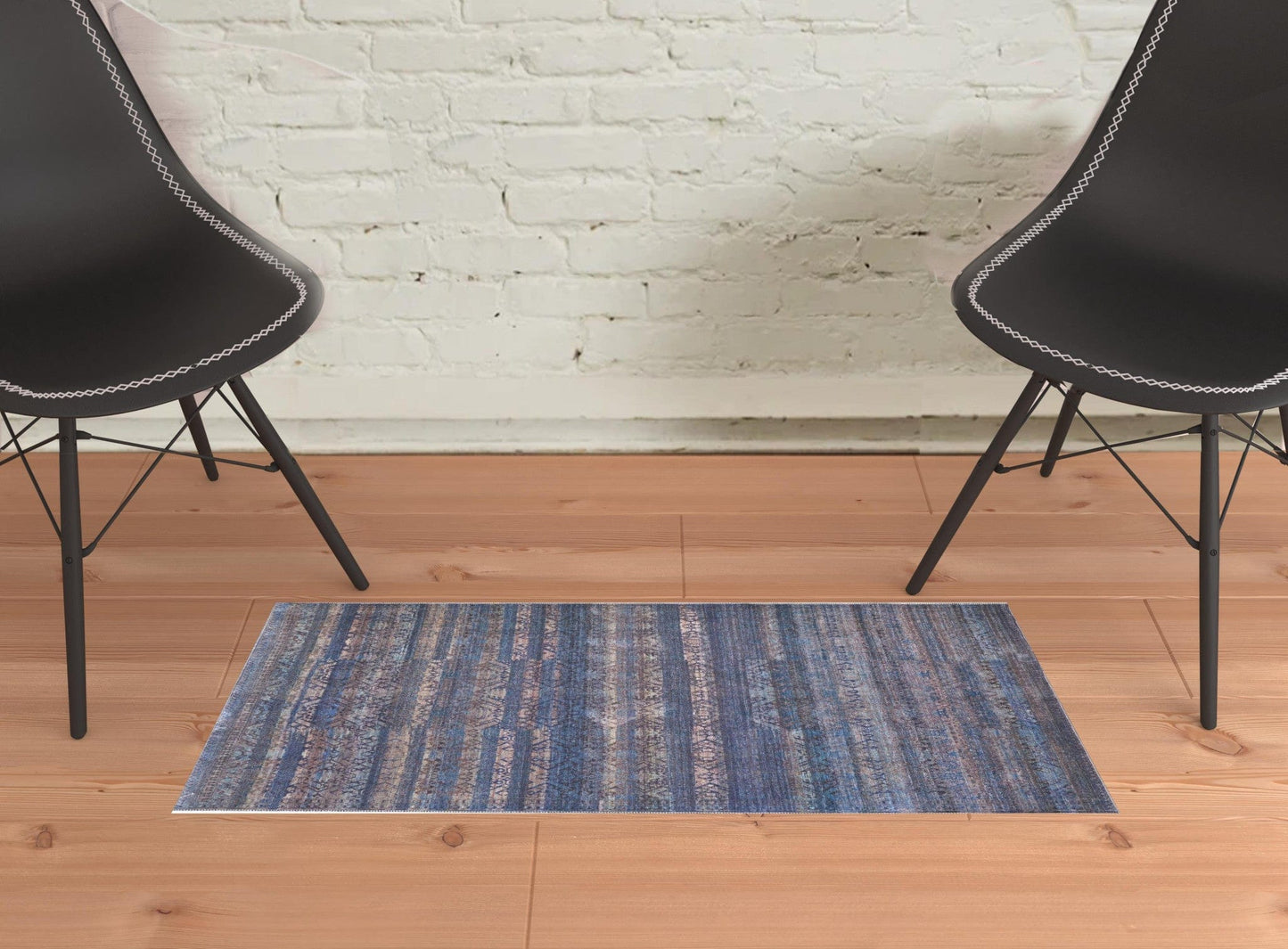 4' X 6' Blue Purple And Brown Floral Power Loom Area Rug