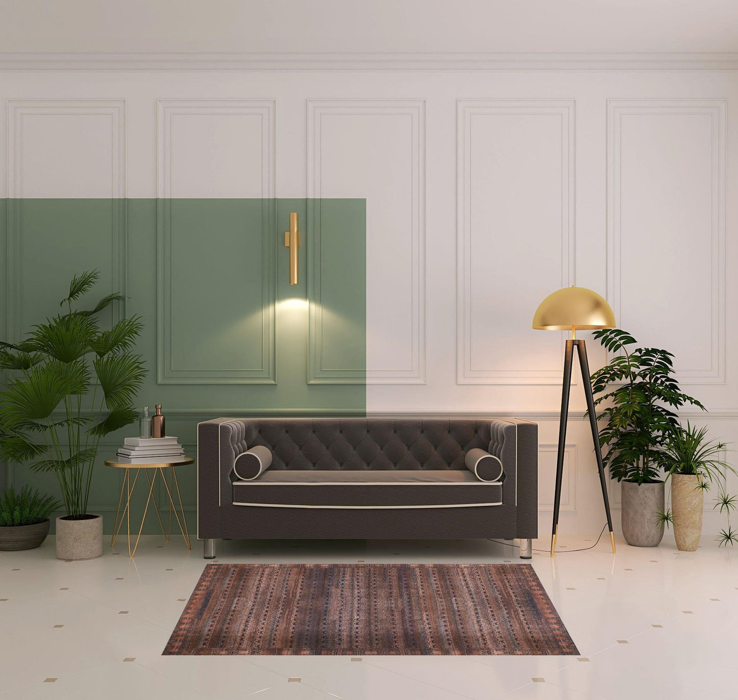 4' X 6' Red Brown And Blue Floral Power Loom Area Rug