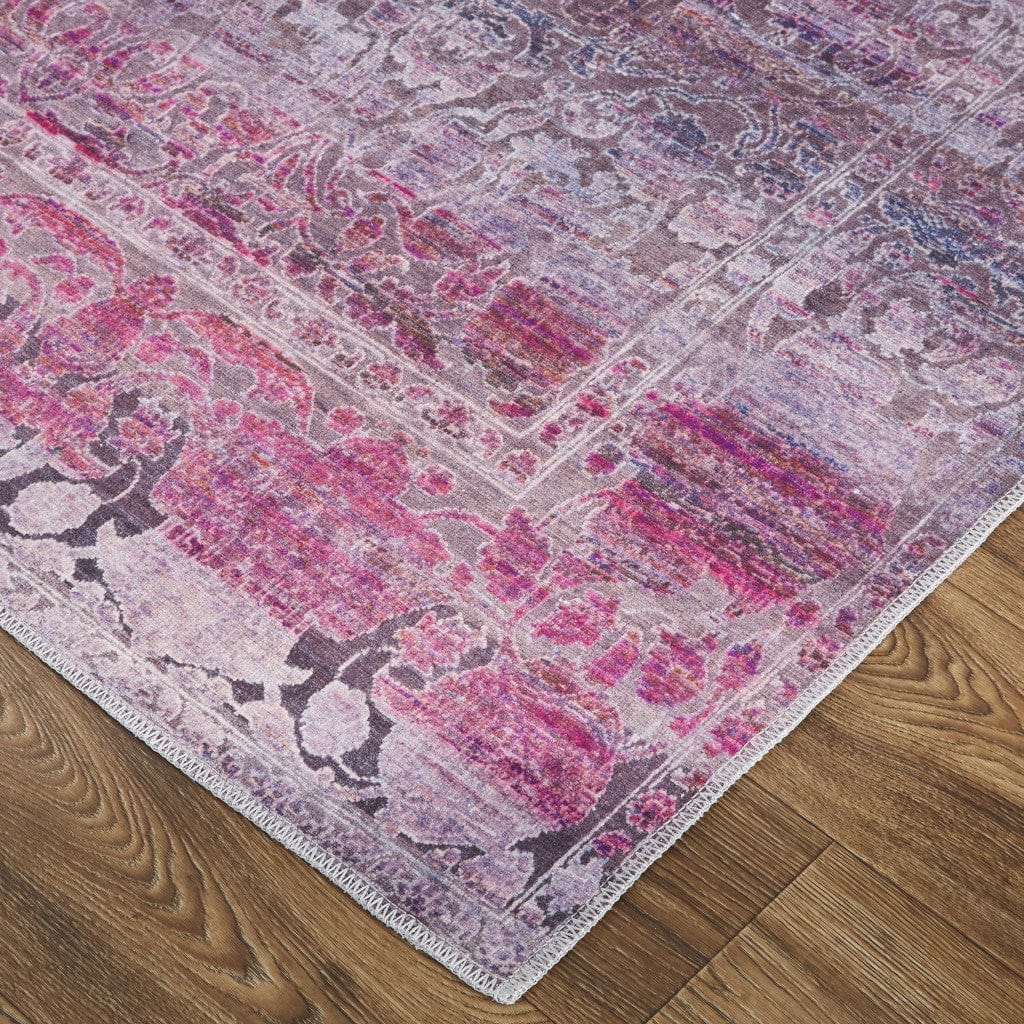 4' X 6' Pink And Purple Floral Power Loom Area Rug