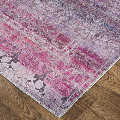 4' X 6' Pink And Purple Floral Power Loom Area Rug