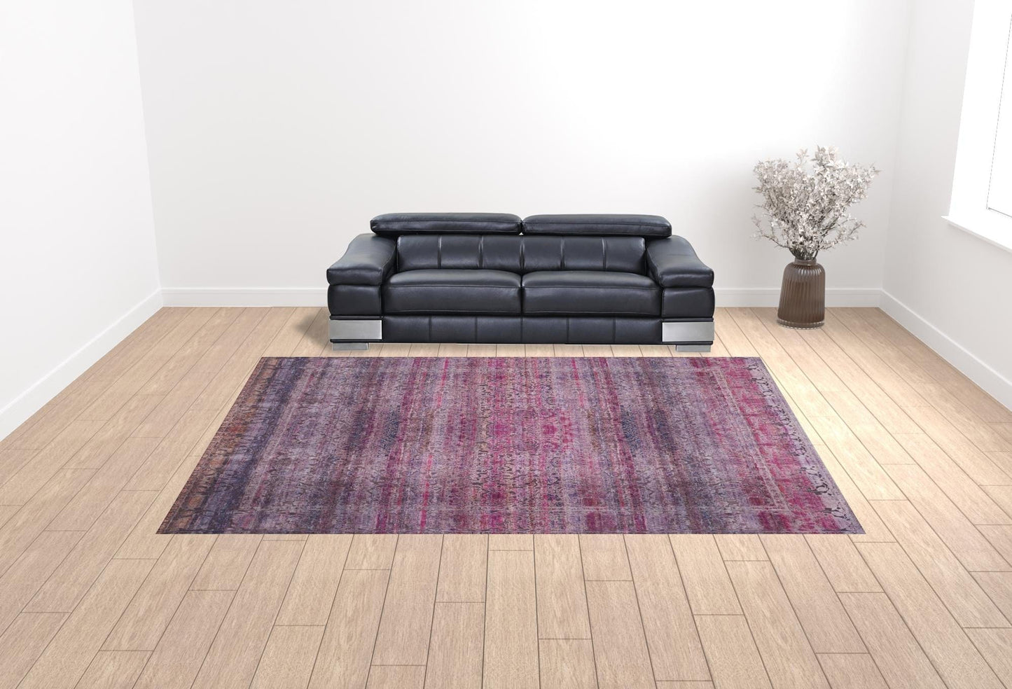 4' X 6' Pink And Purple Floral Power Loom Area Rug