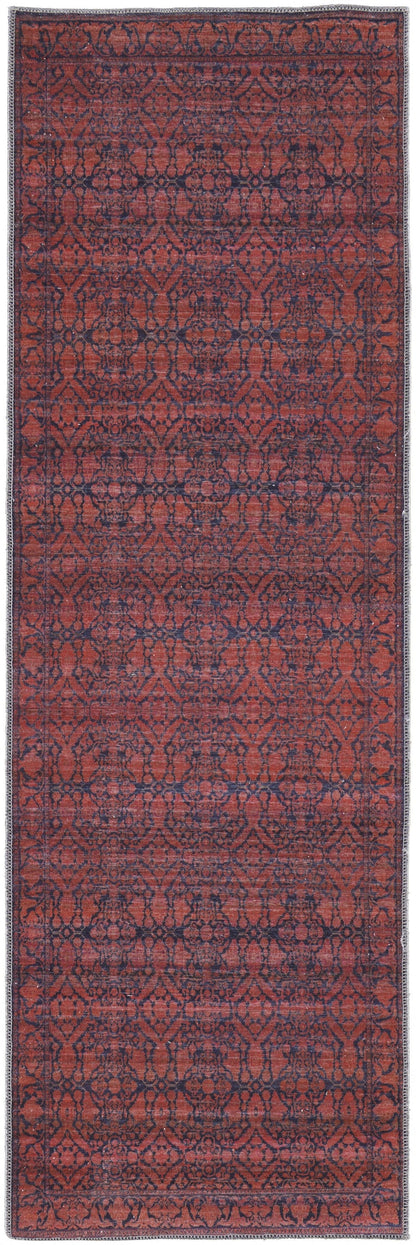 4' X 6' Red And Black Floral Power Loom Area Rug