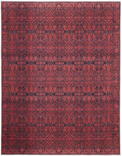 4' X 6' Red And Black Floral Power Loom Area Rug