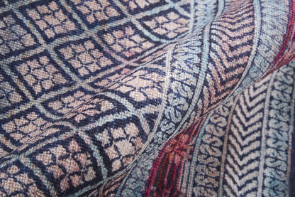 4' X 6' Tan Blue And Pink Striped Power Loom Area Rug