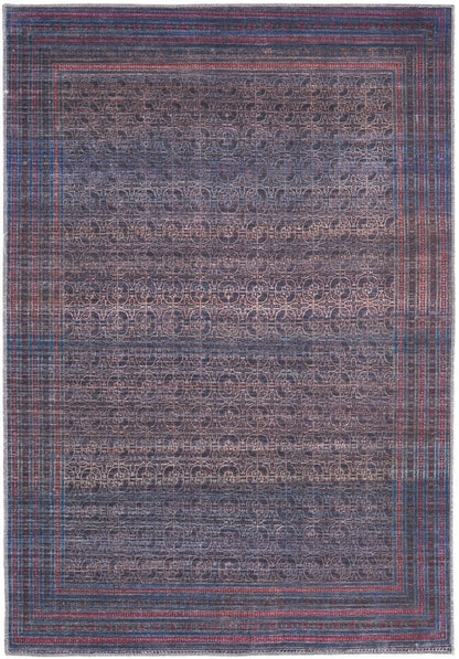 4' X 6' Blue Pink And Purple Floral Power Loom Area Rug