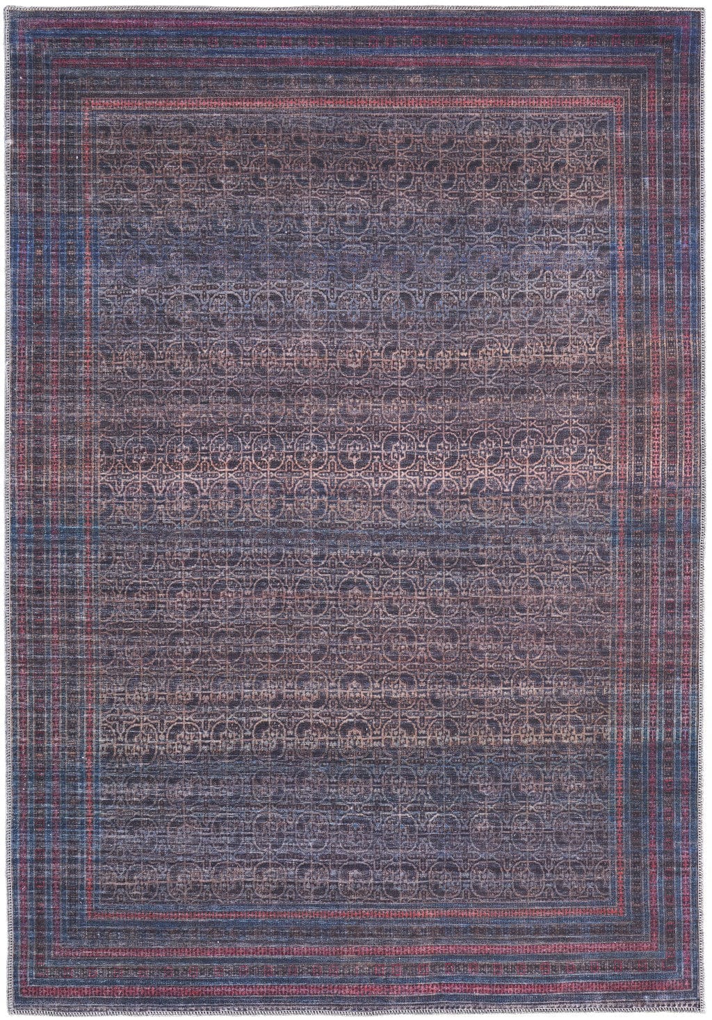 4' X 6' Blue Pink And Purple Floral Power Loom Area Rug