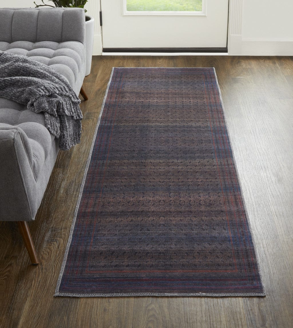 4' X 6' Blue Pink And Purple Floral Power Loom Area Rug