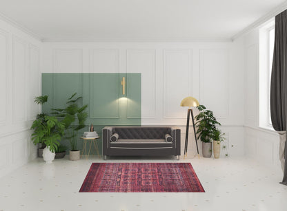 4' X 6' Red And Gray Geometric Power Loom Area Rug