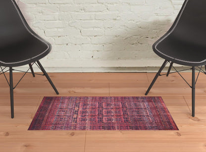 4' X 6' Red And Gray Geometric Power Loom Area Rug