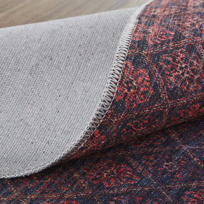 4' X 6' Red And Gray Striped Power Loom Area Rug