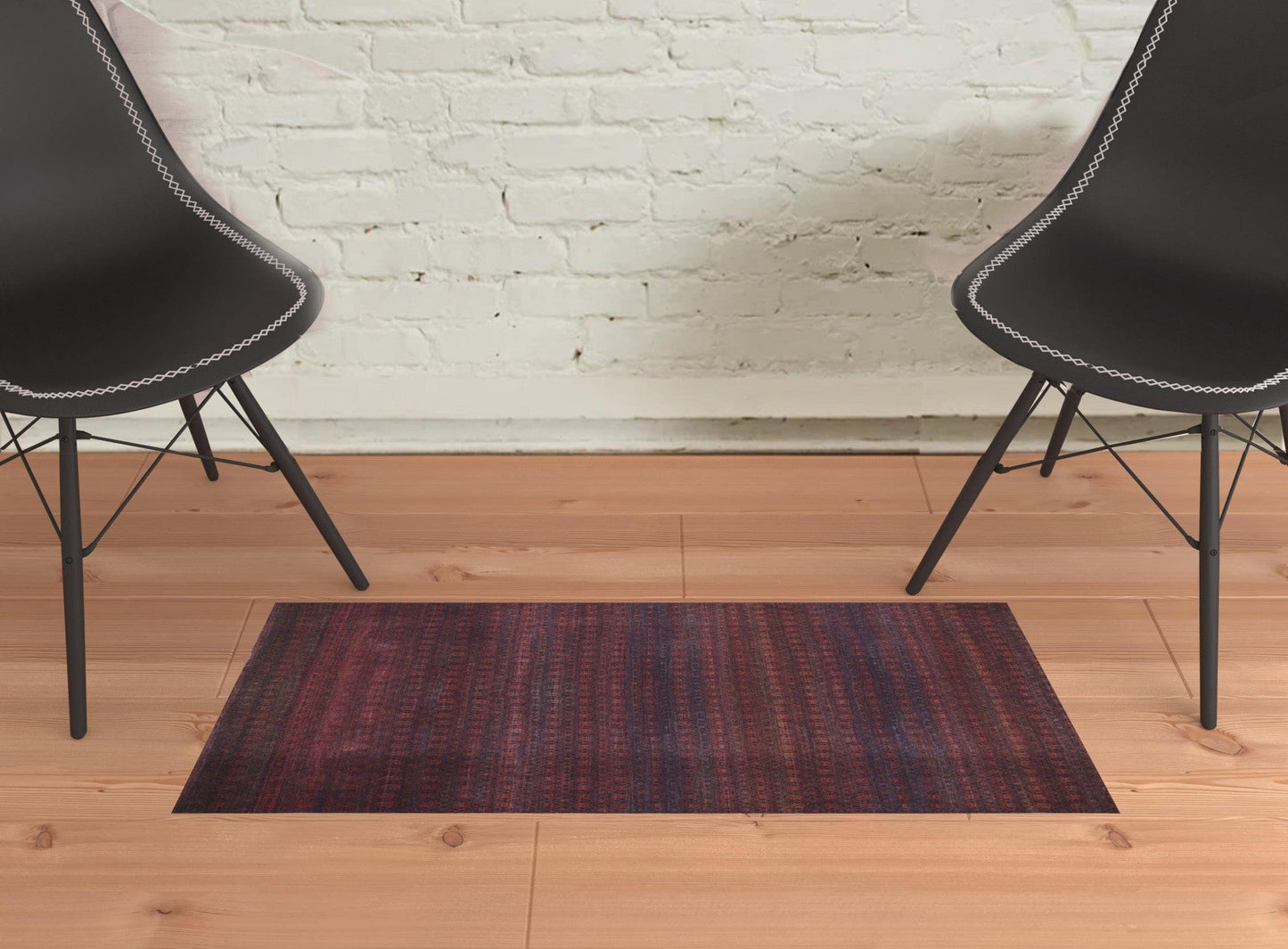 4' X 6' Red And Gray Striped Power Loom Area Rug