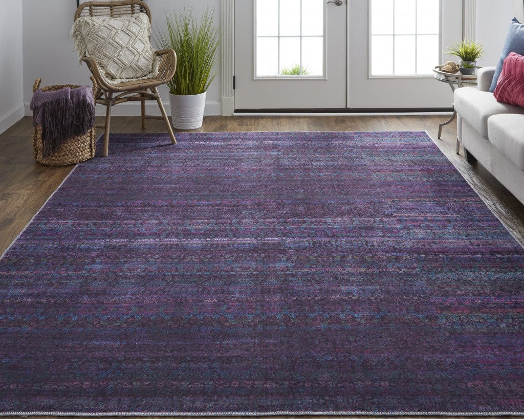 4' X 6' Blue And Purple Striped Power Loom Area Rug