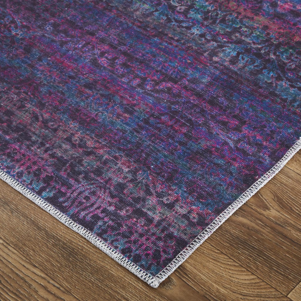 4' X 6' Blue And Purple Striped Power Loom Area Rug
