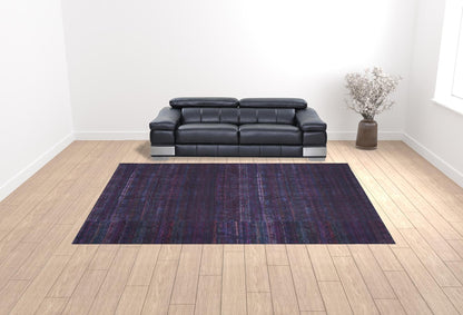 4' X 6' Blue And Purple Striped Power Loom Area Rug