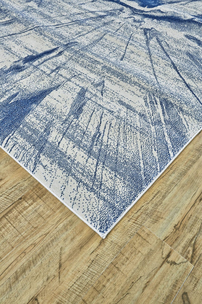 10' X 13' Blue And Ivory Stain Resistant Area Rug