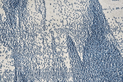 10' X 13' Blue And Ivory Stain Resistant Area Rug