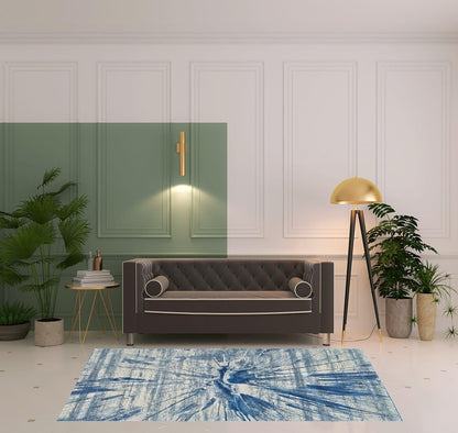 10' X 13' Blue And Ivory Stain Resistant Area Rug