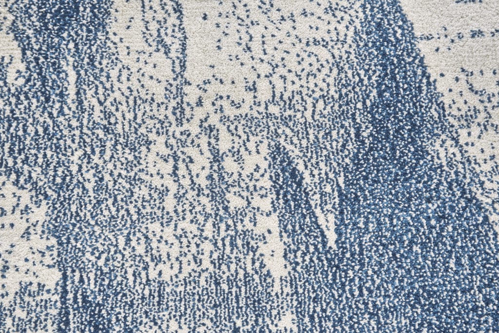 10' X 13' Blue And Ivory Stain Resistant Area Rug