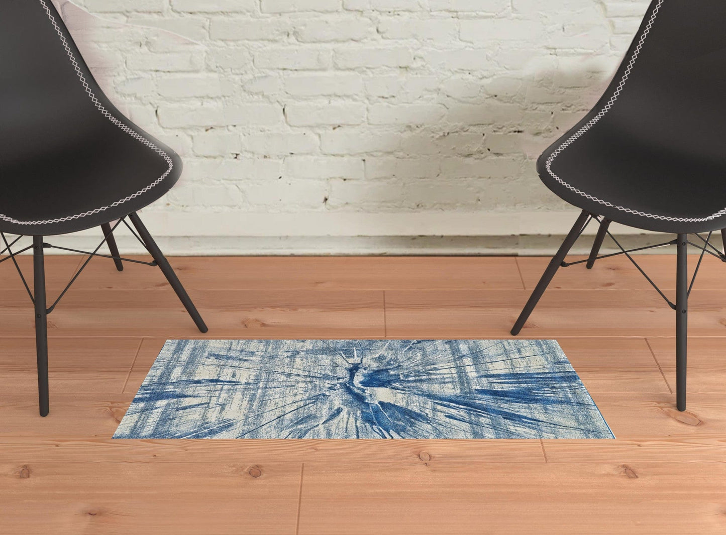10' X 13' Blue And Ivory Stain Resistant Area Rug