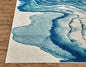 8' Blue Ivory And Green Stain Resistant Runner Rug