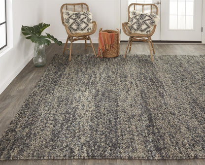 10' X 13' Gray Taupe And Black Wool Hand Woven Stain Resistant Area Rug