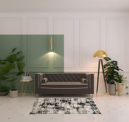 9' X 12' Black White And Gray Area Rug