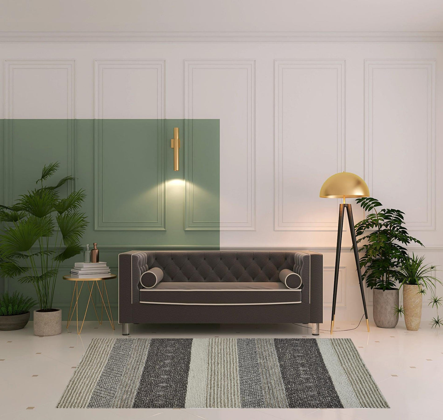 10' X 13' Gray Taupe And Tan Wool Floral Hand Woven Stain Resistant Area Rug