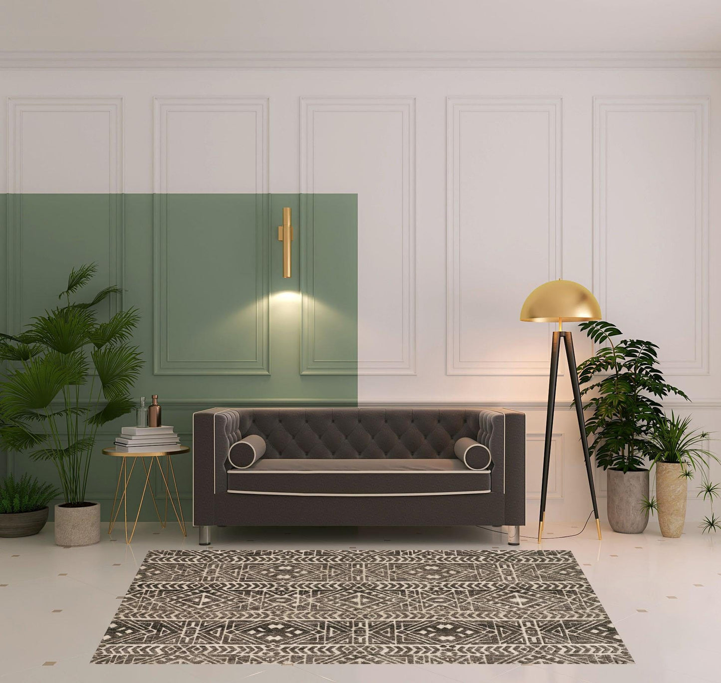 10' X 13' Brown Taupe And Ivory Striped Stain Resistant Area Rug