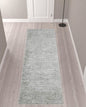 10' X 13' Gray Green And Ivory Striped Distressed Stain Resistant Area Rug