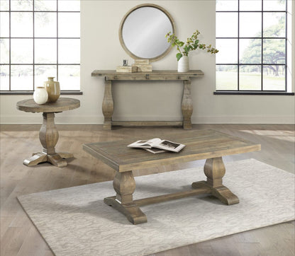 50" Reclaimed Natural Solid Wood Rectangular Distressed Coffee Table