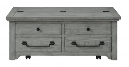48" Dove Grey Solid Wood Rectangular Lift Top Storage Coffee Table