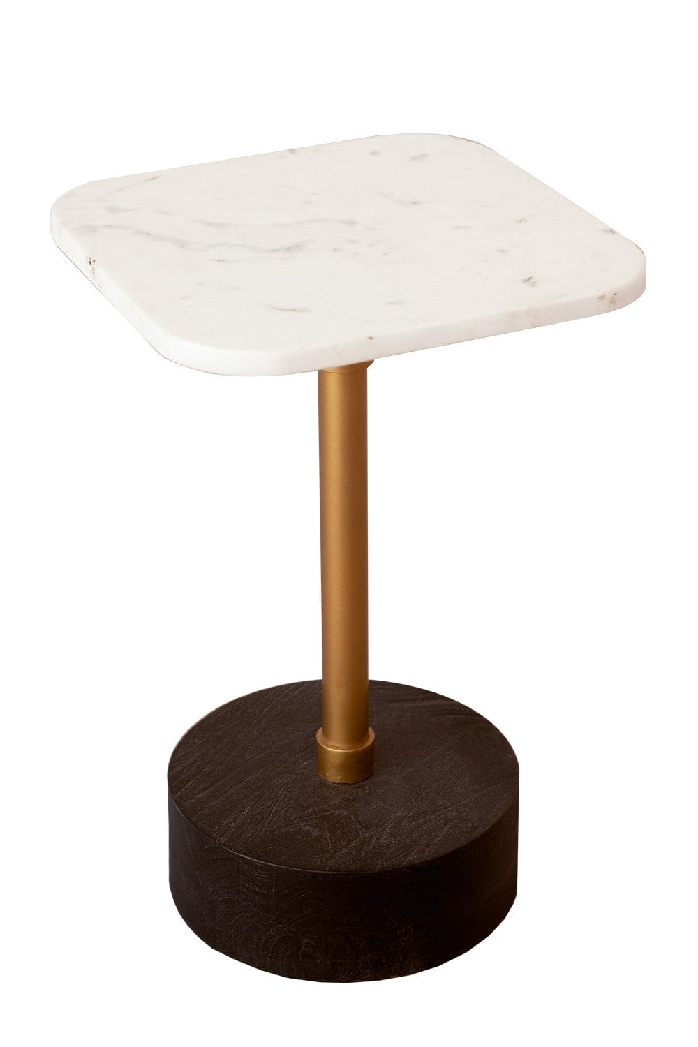 20" White Marble Gold and Black Adjustable Height End Table