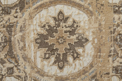 9' X 12' Tan Brown And Gray Power Loom Distressed Area Rug