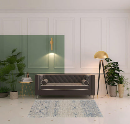 4' X 6' Blue And Ivory Power Loom Distressed Area Rug