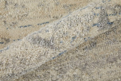 4' X 6' Blue And Ivory Power Loom Distressed Area Rug