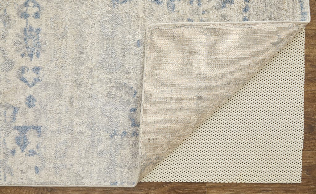 4' X 6' Blue And Ivory Power Loom Distressed Area Rug