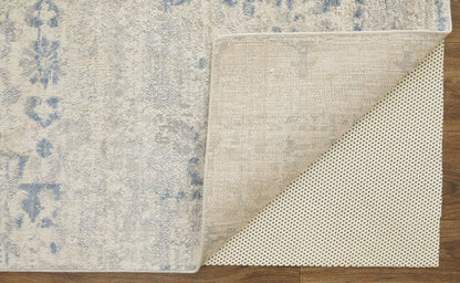 4' X 6' Blue And Ivory Power Loom Distressed Area Rug