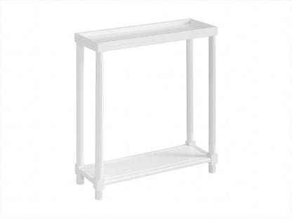 Set Of Two 24" White Narrow Wood End Tables With Shelf