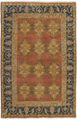2' X 3' Tan Orange And Brown Wool Floral Hand Knotted Stain Resistant Area Rug