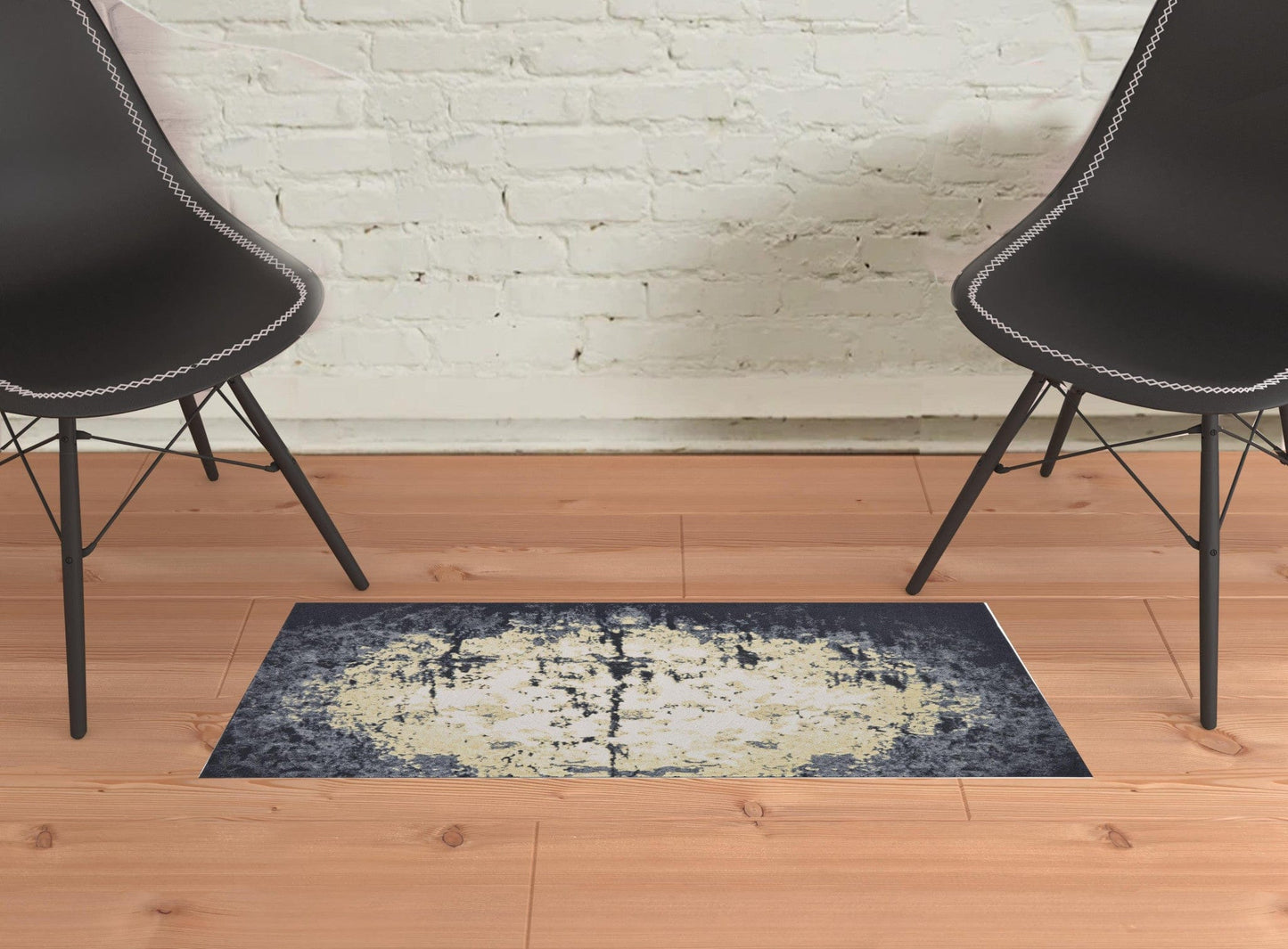 2' X 3' Black Gray And Gold Geometric Stain Resistant Area Rug