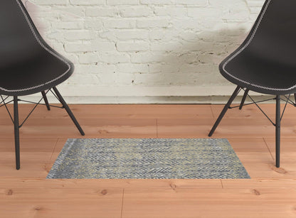 2' X 3' Gray Yellow And White Abstract Stain Resistant Area Rug