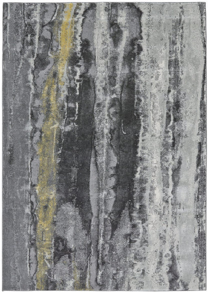 2' X 3' Gray And Black Abstract Stain Resistant Area Rug