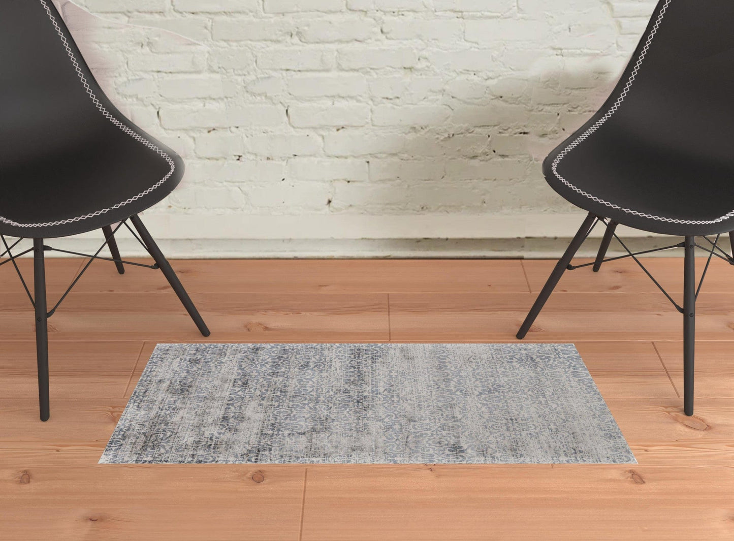 2' X 3' Blue Gray And Taupe Abstract Hand Woven Area Rug