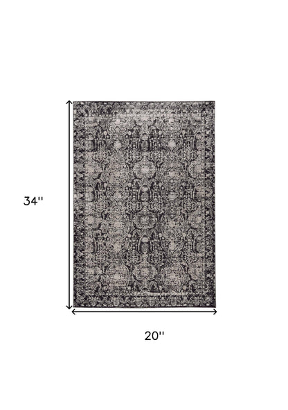 2' X 3' Gray And Ivory Abstract Stain Resistant Area Rug