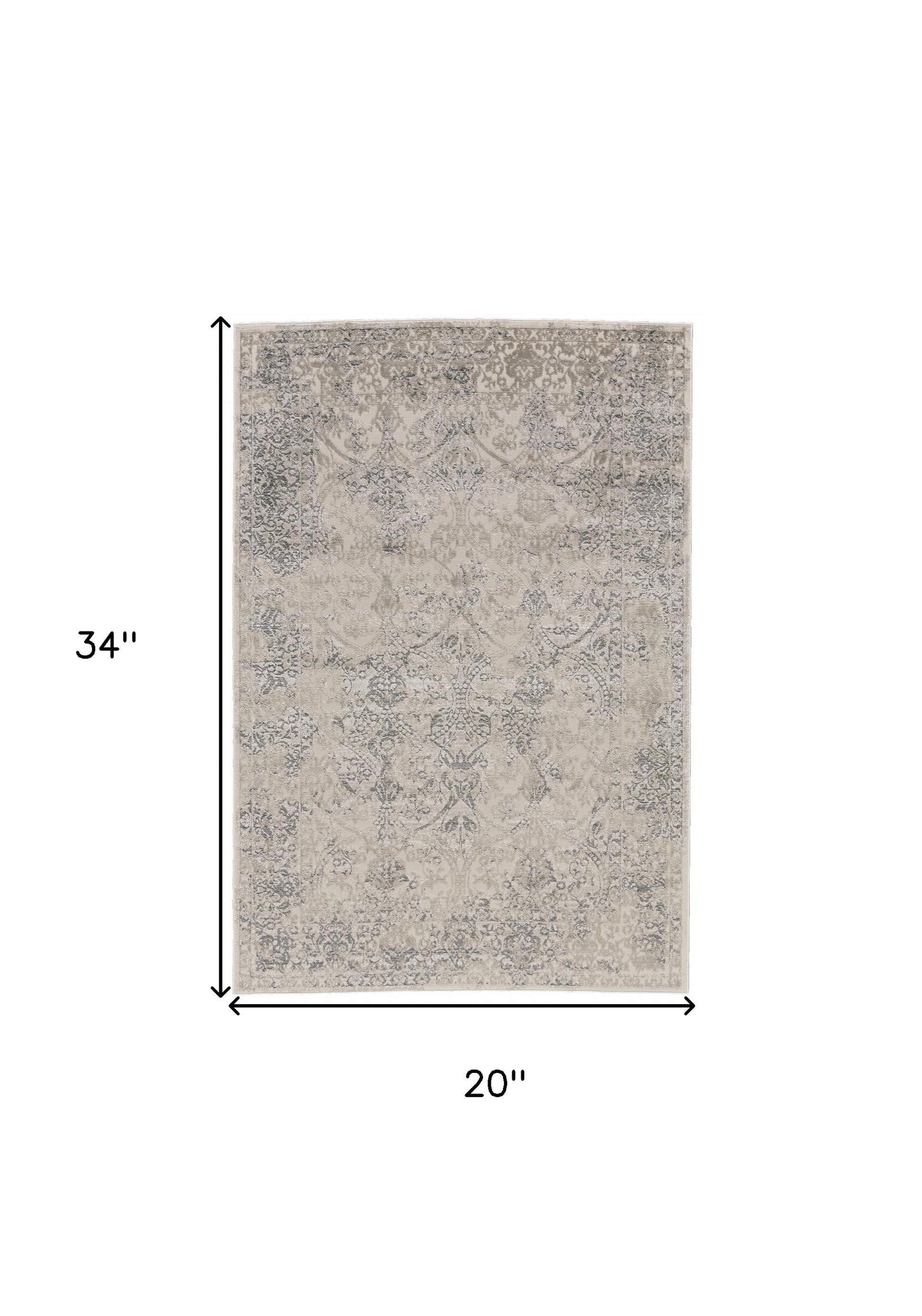 2' X 3' Ivory Gray And Black Abstract Stain Resistant Area Rug