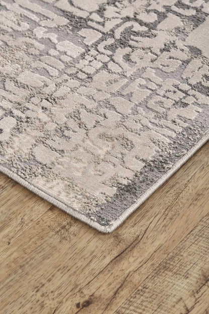 2' X 3' Gray And Ivory Abstract Stain Resistant Area Rug