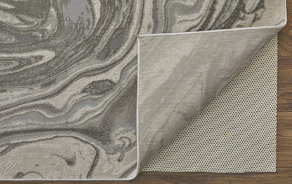 2' X 3' Gray Ivory And Silver Abstract Stain Resistant Area Rug
