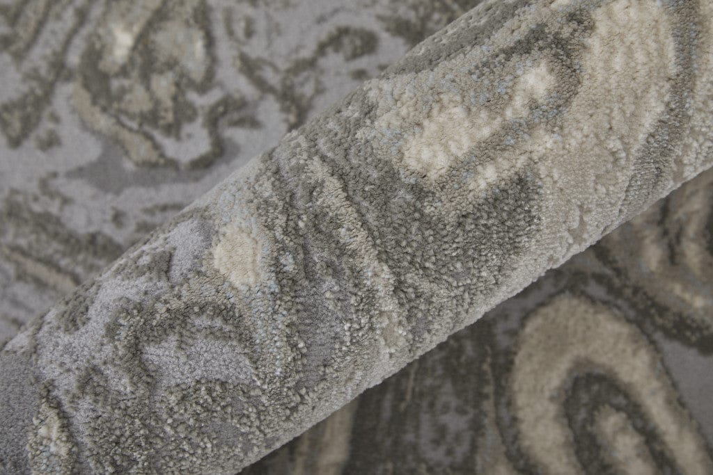 2' X 3' Gray Ivory And Silver Abstract Stain Resistant Area Rug