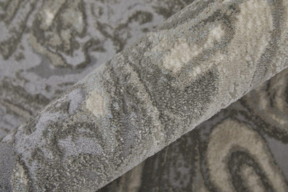 2' X 3' Gray Ivory And Silver Abstract Stain Resistant Area Rug